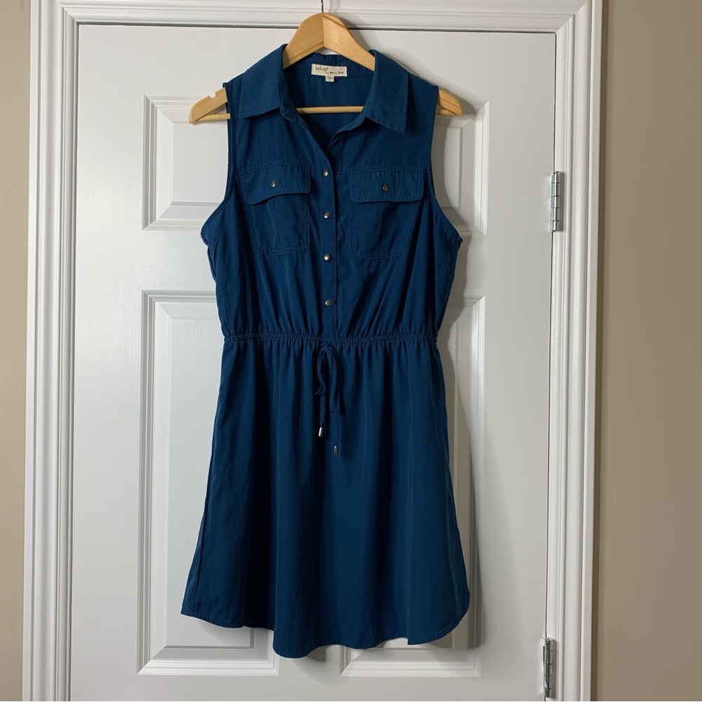 BeBop Sleeveless Navy Mini Shirt Dress Size L